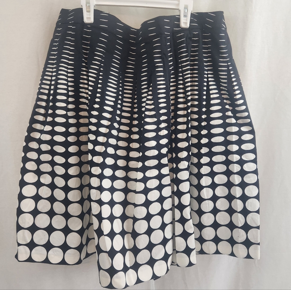 Talbots Black & White Circle-Print Skater Skirt